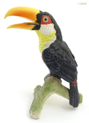 A W. Goebel model of a green billed toucan bird pe…