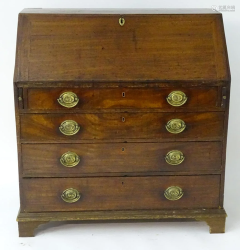 A late 18thC mahogany bureau with a fall front