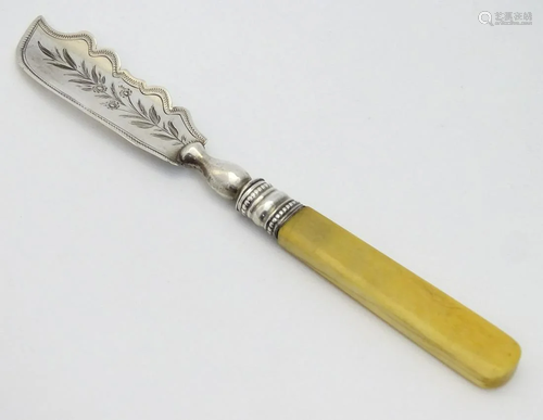 A Victorian butter knife with silver blade hallmarked