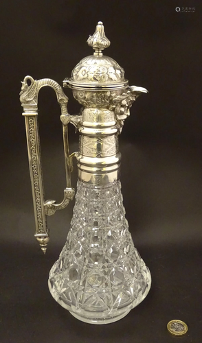 A late 19th / early 20thC cut glass claret jug with