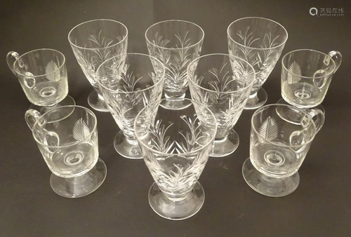 A set of 6 Stuart crystal glasses with cut foliate