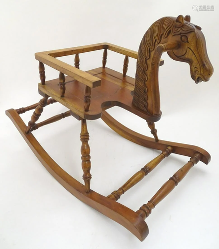 Toy: A 20thC mahogany rocking horse chair / child's