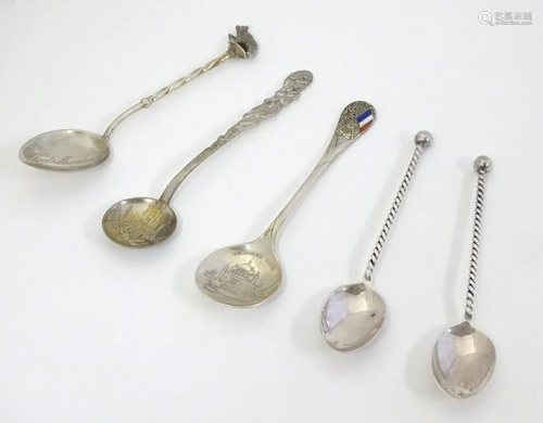 Assorted silver and white metal spoons including a