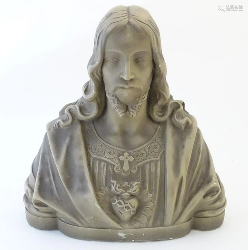 A 20thC composite bust depicting the Sacred Heart of