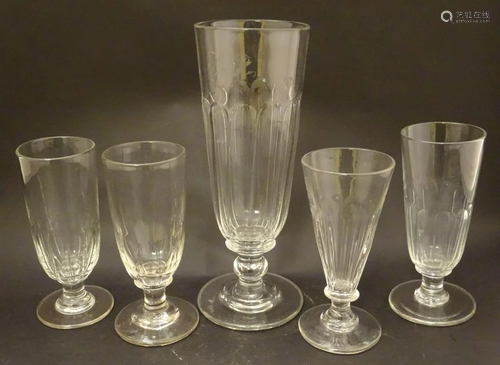 Five assorted 19thC ale glasses. Tallest approx. 9''