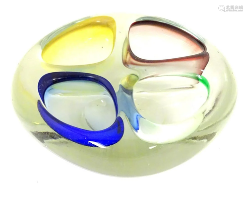 A retro studio art glass four division dish with