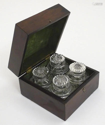 A set of four 19thC glass scent bottles and stoppers