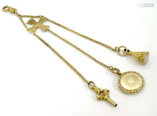 A 19thC gold and yellow metal Albertina watch …