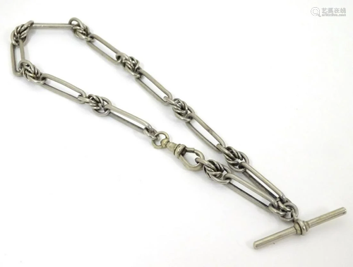 A late 19thC / early 20thC silver plate watch chain