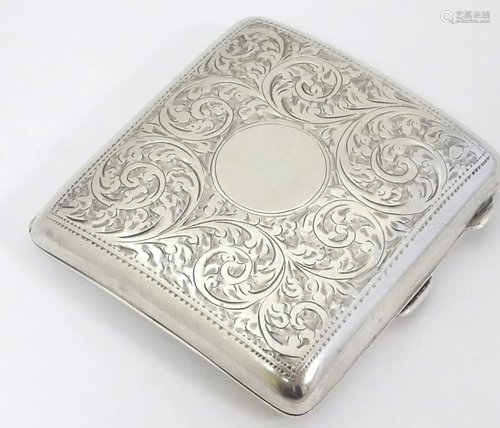 A silver cigarette case. Hallmarked Birmingham 1918