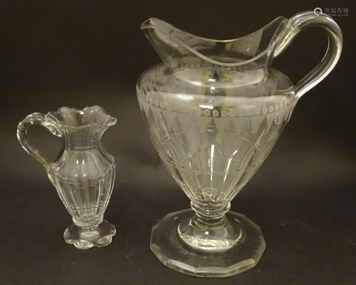 An Irish glass water jug c.1800, together with a 19thC