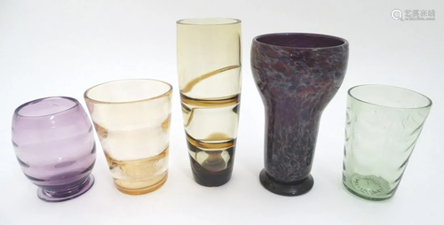 Assorted Art glass vases to include examples by Steven