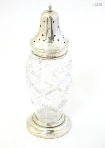 A cut glass sugar shaker / caster / muffineer …