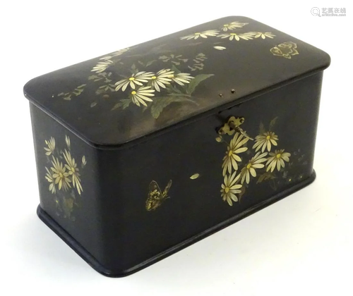 A Victorian papier mache black lacquer finished…