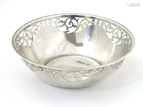 A silver bon bon dish with fret work decoration