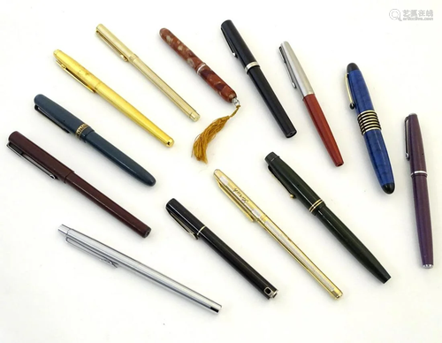 A quantity of fountain pens, to include mid 20thC