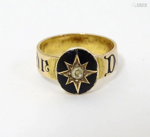 Mourning / memorial jewellery: A 19thC gold ring …