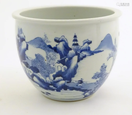 A Chinese blue and white jardiniere decorated w…