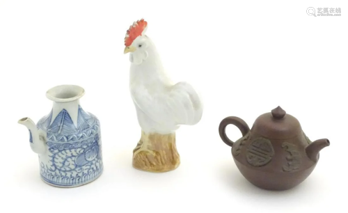 Three Chinese ceramic items comprising a Yixing clay