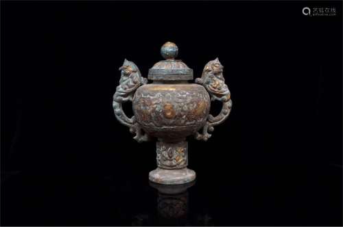 An Ancient Chinese Bronze Gilt Censer