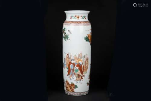 An Ancient Colorful Chinese Porcelain Vase Painted with a Story