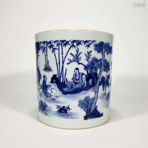 An Ancient Blue and White Chinese Porcelain Brush Pot