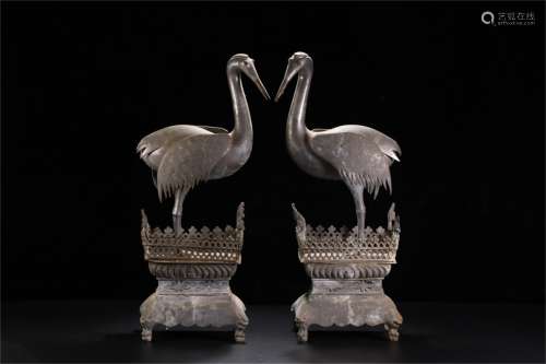 A Pair of Tin Decoration（The Red-Crowned Crane）