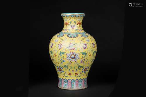 An Ancient Yellow Pastel Chinese Porcelain Vase