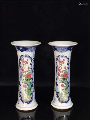 A Pair of Ancient Pastel Chinese Porcelain Vases