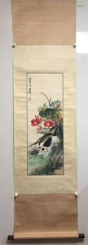 A Chinese Scroll Painting by Xie Zhiliu of Cat