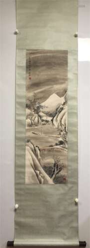 A Chinese Scroll Painting by Qi Kun