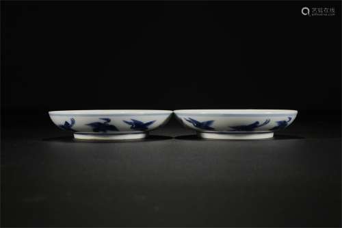 A Pair of Blue and White Chinese Porcelain Plates