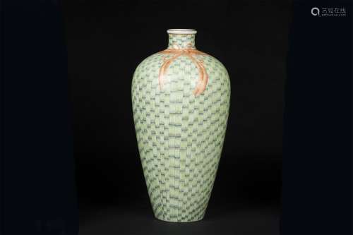 An Ancient Chinese Porcelain Vase with the Pattern of Bamboo