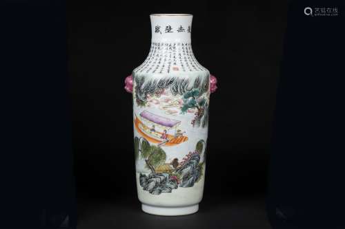 An Ancient Pastel Chinese Porcelain Amphora