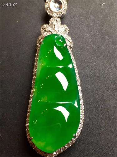 Bing Yang Natural Green Jadeite Lucky Beans Pendant