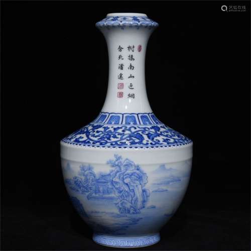 An Ancient Blue Chinese Porcelain Vase(about Landscape Penthouse)