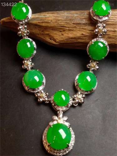 Bing Yang Natural Green Jadeite Evening Necklace
