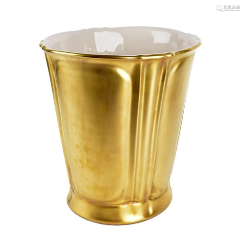 Sherle Wagner Burnish Gold Wastebasket