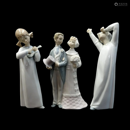 3pcs Lladro & Nao Porcelain Figurines