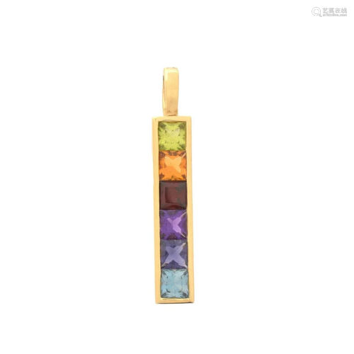 Multi Gemstone and 18K Pendant