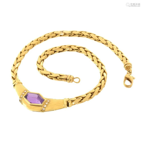 Amethyst, Diamond and 18K Necklace