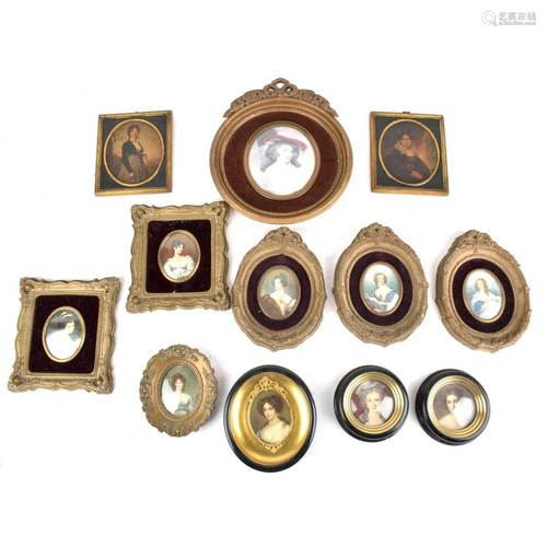 12 Antique style Miniature Portrait Prints