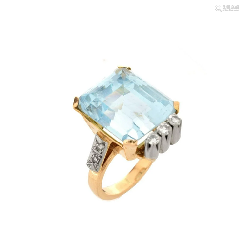 Aquamarine, Diamond and 14K Ring