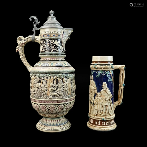 German Beer Stein and Pitcher