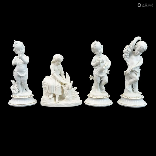 4 Vintage Bisque Figurines