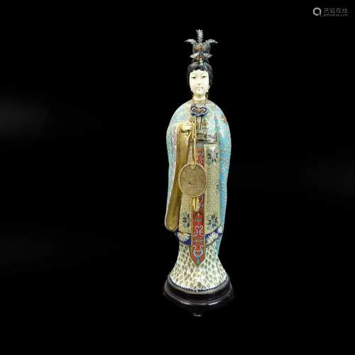 Chinese Cloisonne and Bone Geisha