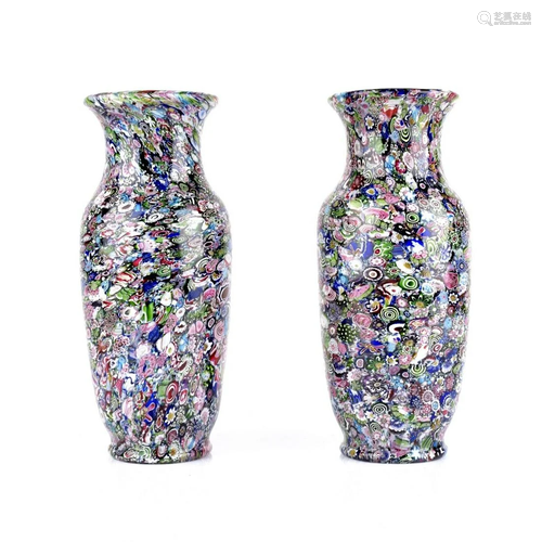 Pair of Clichy Millefiori Vases