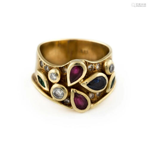 EDELSTEIN-RING Gelbgold. Ringmaß ca. 53, G…