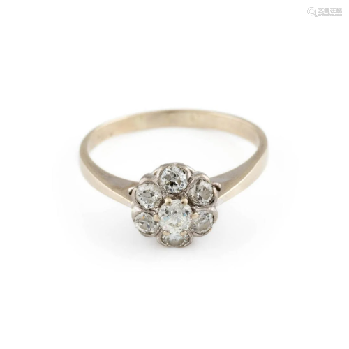 DIAMANT-RING Gelbgold, Reste einer Rhodini…