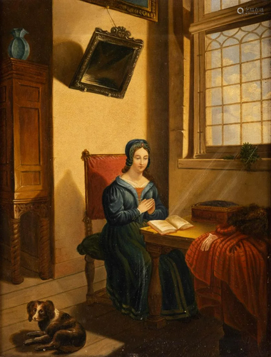 R. GONTARD Act. c. 1832 Lady studying the bible …